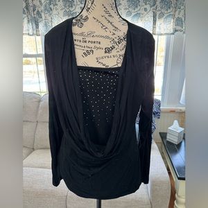 Ladies Harley Davidson drape top bling long sleeve large